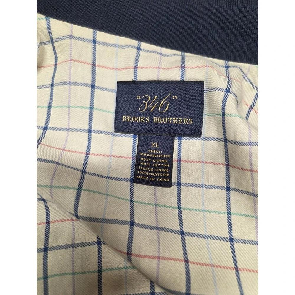 Brooks Brothers 346 Blazer Rain Jacket Coat Men XL Navy Blue Full Zip Snap